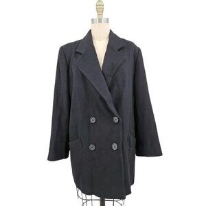 VTG Fleurette Camel Hair Coat Womens M/L? Black Double Breasted Jacket